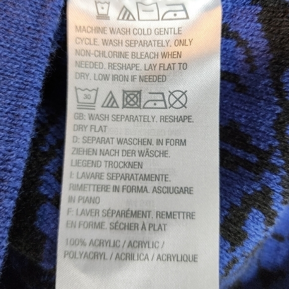 Susan Graver Women's Blue Black Button Front Cardigan Size Medium New With Tags - Picture 6 of 11